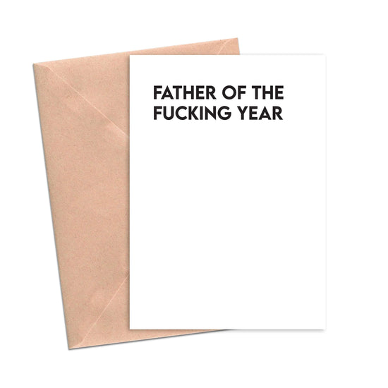 Father of the Year Funny Card for Dad-Mom and Dad-Crimson and Clover Studio