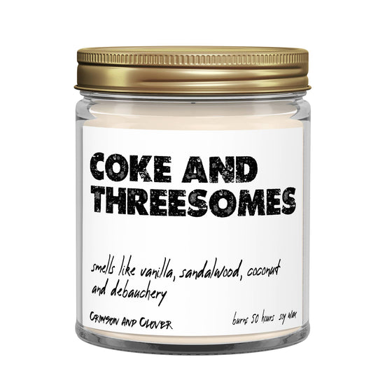 Funny Candle Coke and Threesomes Vanilla Coconut Sandalwood Candle-Candles-Crimson and Clover Studio