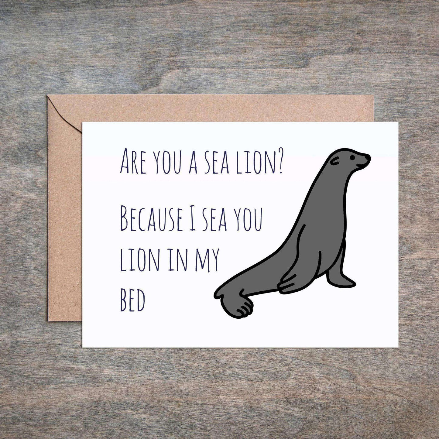 Funny Love Card Sea Lion Love Anniversary Card-Love Cards-Crimson and Clover Studio
