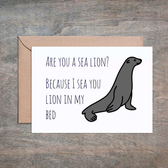 Funny Love Card Sea Lion Love Anniversary Card-Love Cards-Crimson and Clover Studio