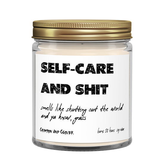 Funny Candle Self-Care and Shit Fresh Grass Candle-Candles-Crimson and Clover Studio