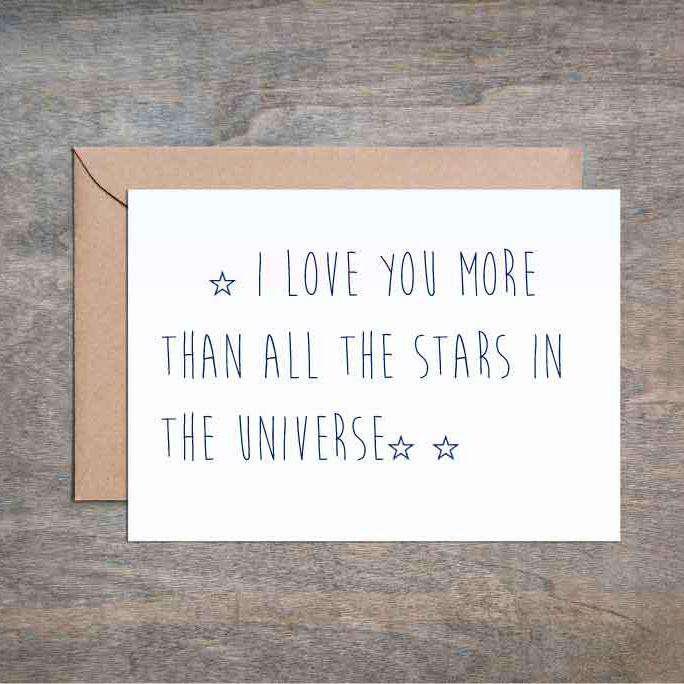 Funny Love Card I Love You More than All the Stars in the Universe-Love Cards-Crimson and Clover Studio