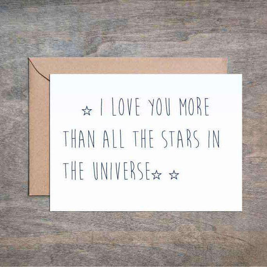 Funny Love Card I Love You More than All the Stars in the Universe-Love Cards-Crimson and Clover Studio