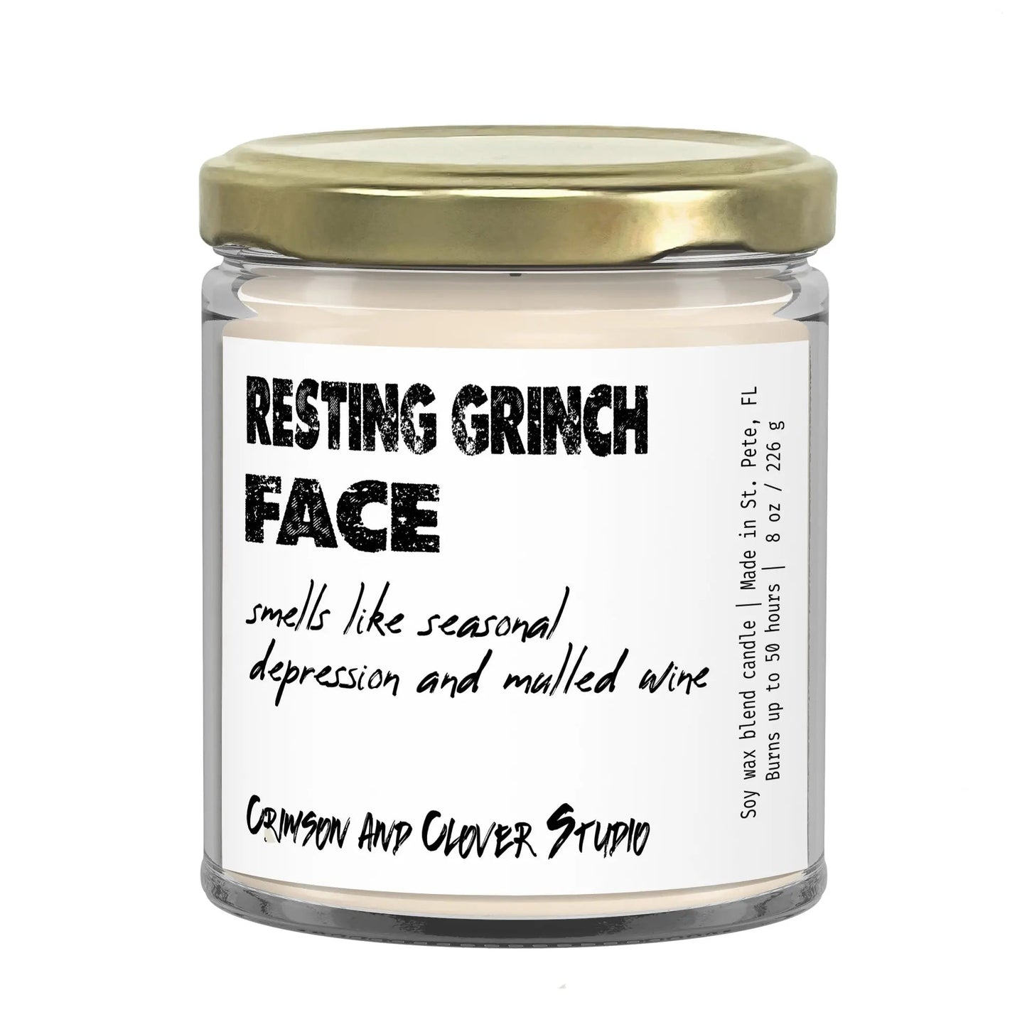 Resting Grinch Face funny holiday candle