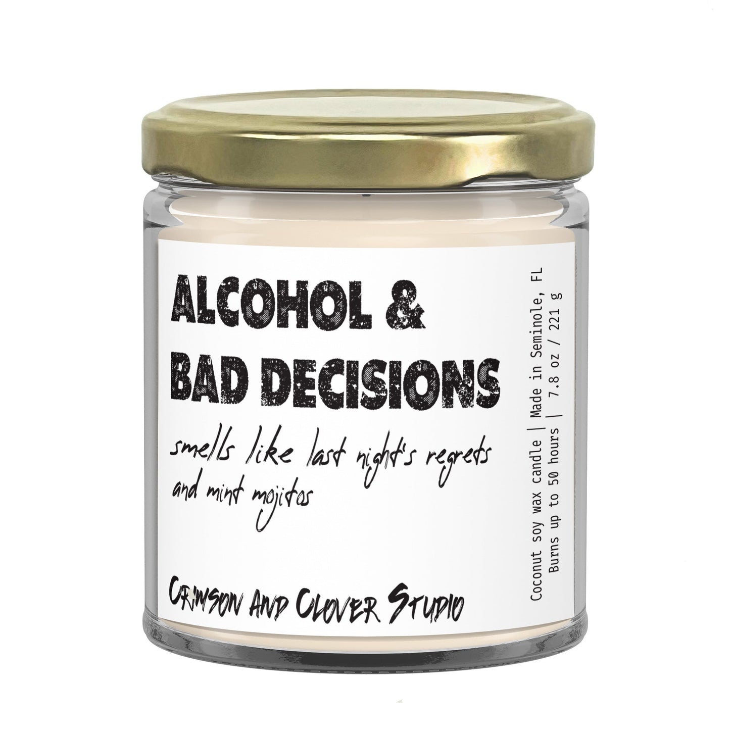 Alcohol and Bad Decisions Mint Mojito Funny Candle-Candles-Crimson and Clover Studio