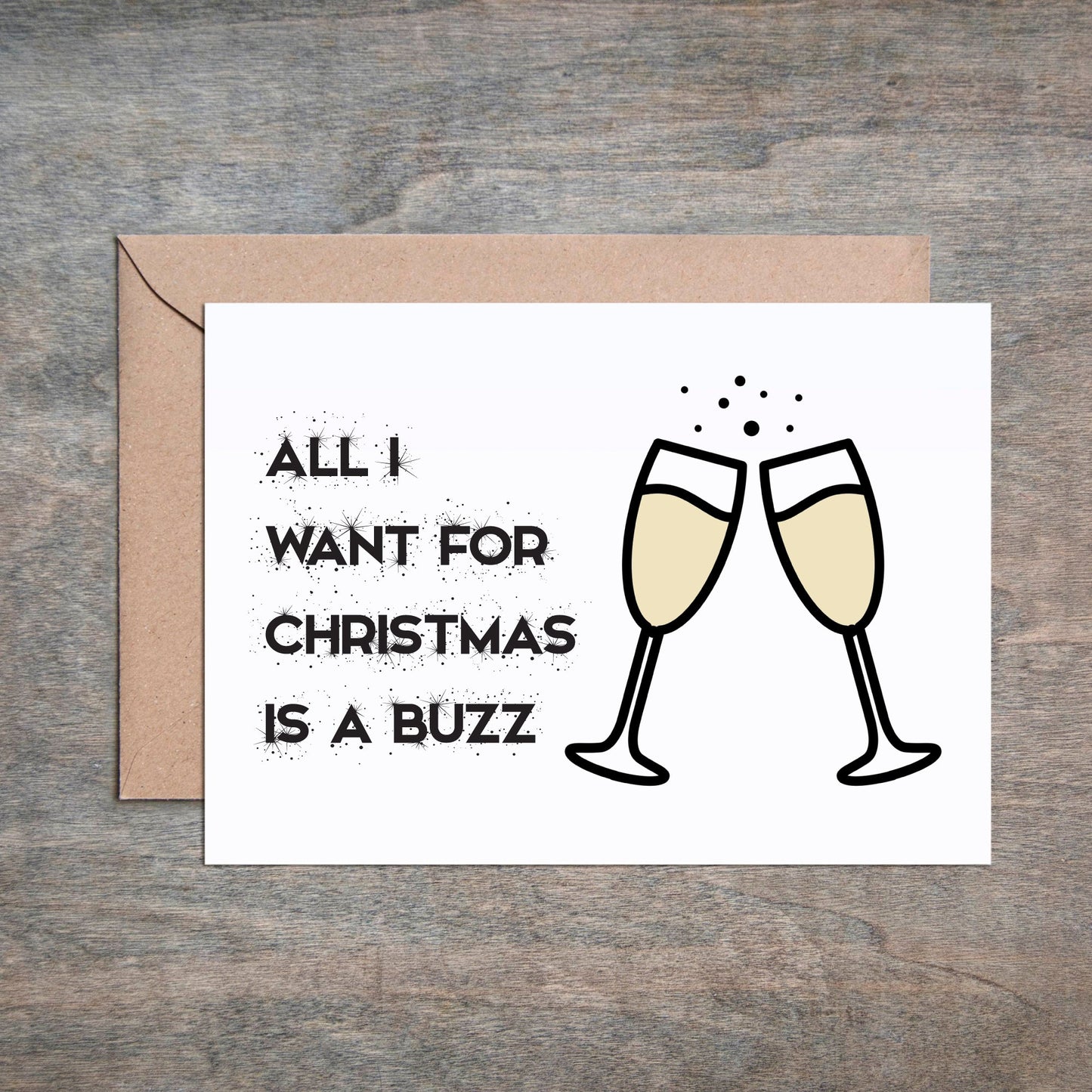 All I Want for Christmas is a Buzz Funny Christmas Holiday Card-Holiday Cards-Crimson and Clover Studio
