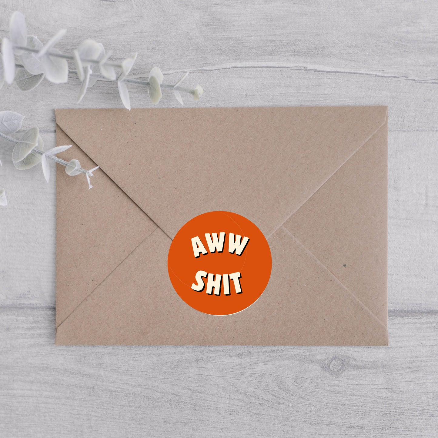 Aww Shit Envelope Envelope Sticker-Crimson and Clover Studio