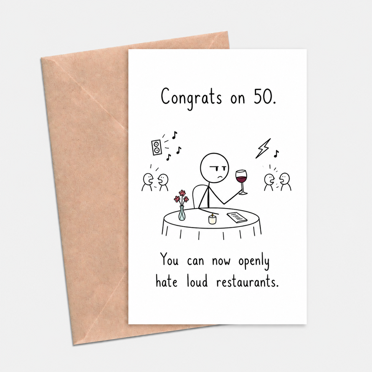 50th Birthday Hate Loud Restaurants Funny Card