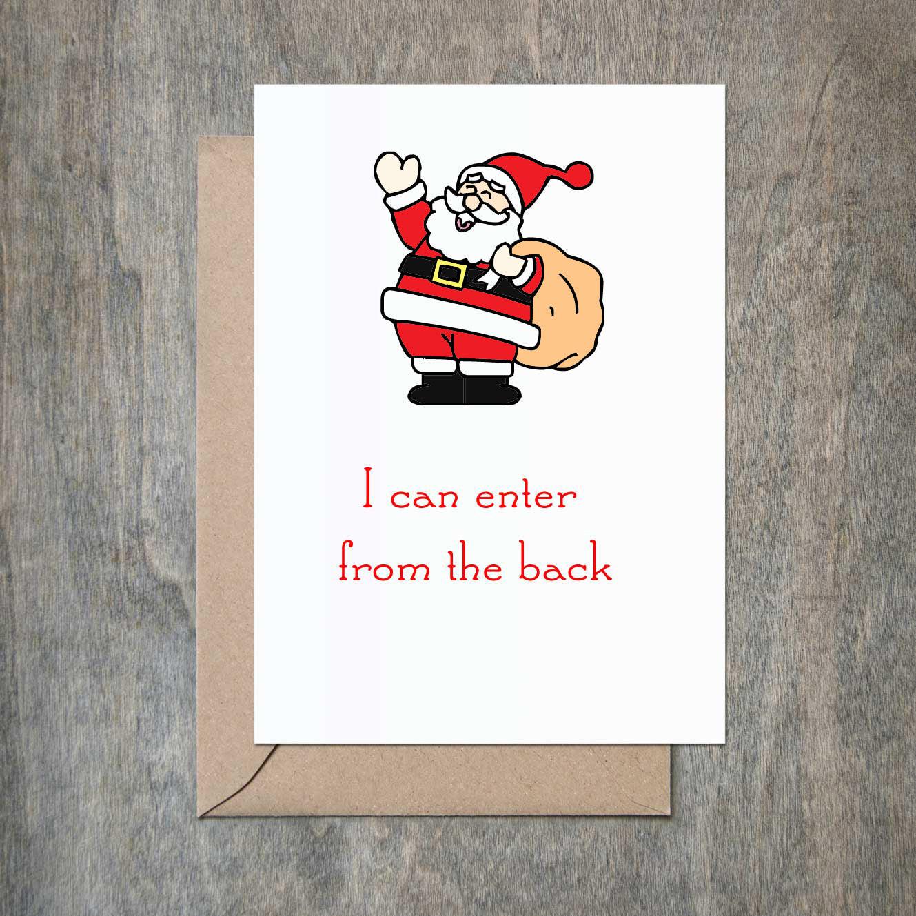 Back Door Rear Entry Santa Christmas Holiday Card-Holiday Cards-Crimson and Clover Studio