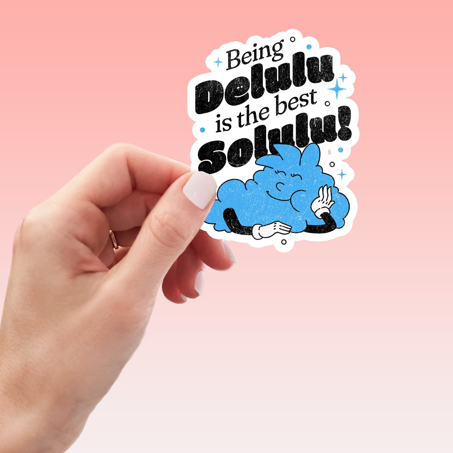 Load image into Gallery viewer, Being Delulu is the Solulu Sticker-sticker-Crimson and Clover Studio
