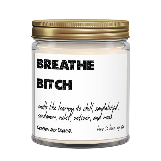 Breathe Bitch Veviter and Violet 9 oz Soy Candle-Candles-Crimson and Clover Studio