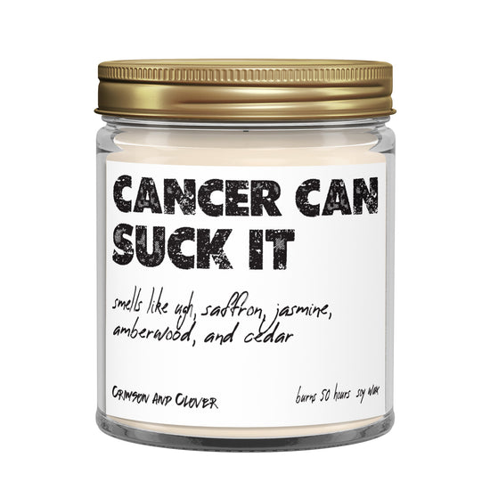 Cancer Can Suck It Saffron Jasmine Amberwood Funny Candle-Candles-Crimson and Clover Studio