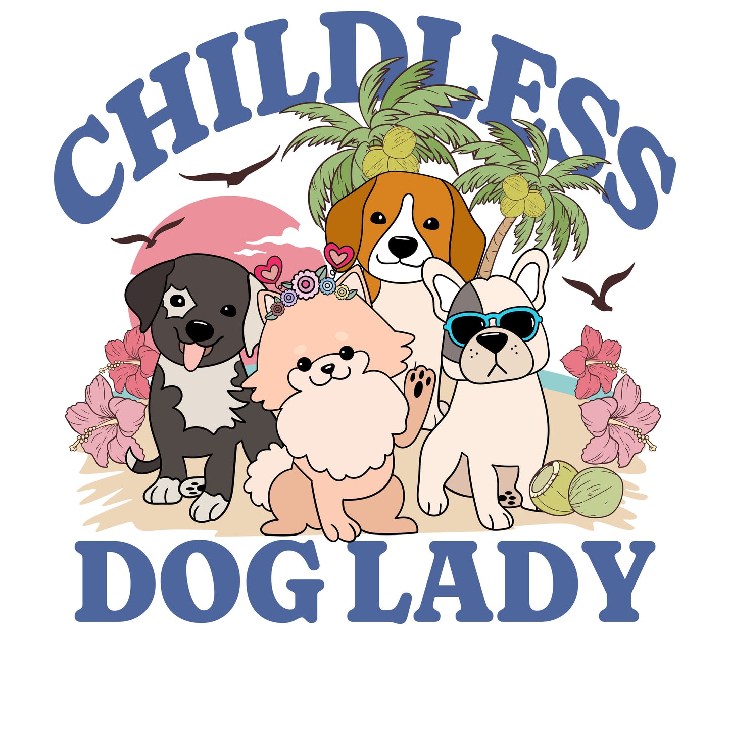 Childless Dog Lady Sticker-sticker-Crimson and Clover Studio