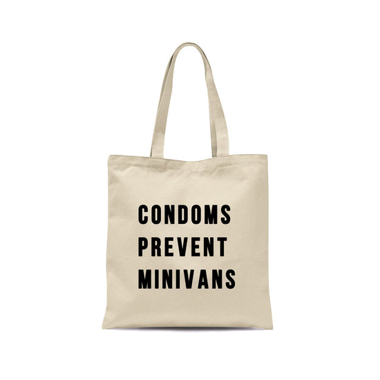 Condoms Prevent Minivans Tote Bag-Totes-Crimson and Clover Studio