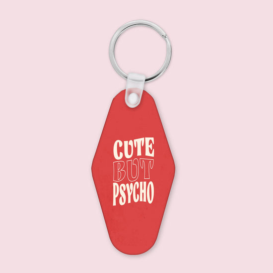 Cute But Psycho Funny Keychain-keychain-Crimson and Clover Studio