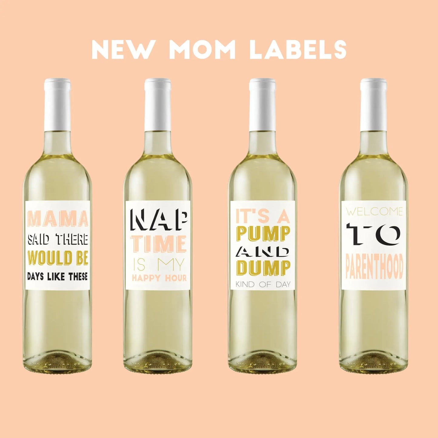 DRAFT - Funny New Mom PDF Downloadable Wine Labels-Wine + Beer Labels-Crimson and Clover Studio