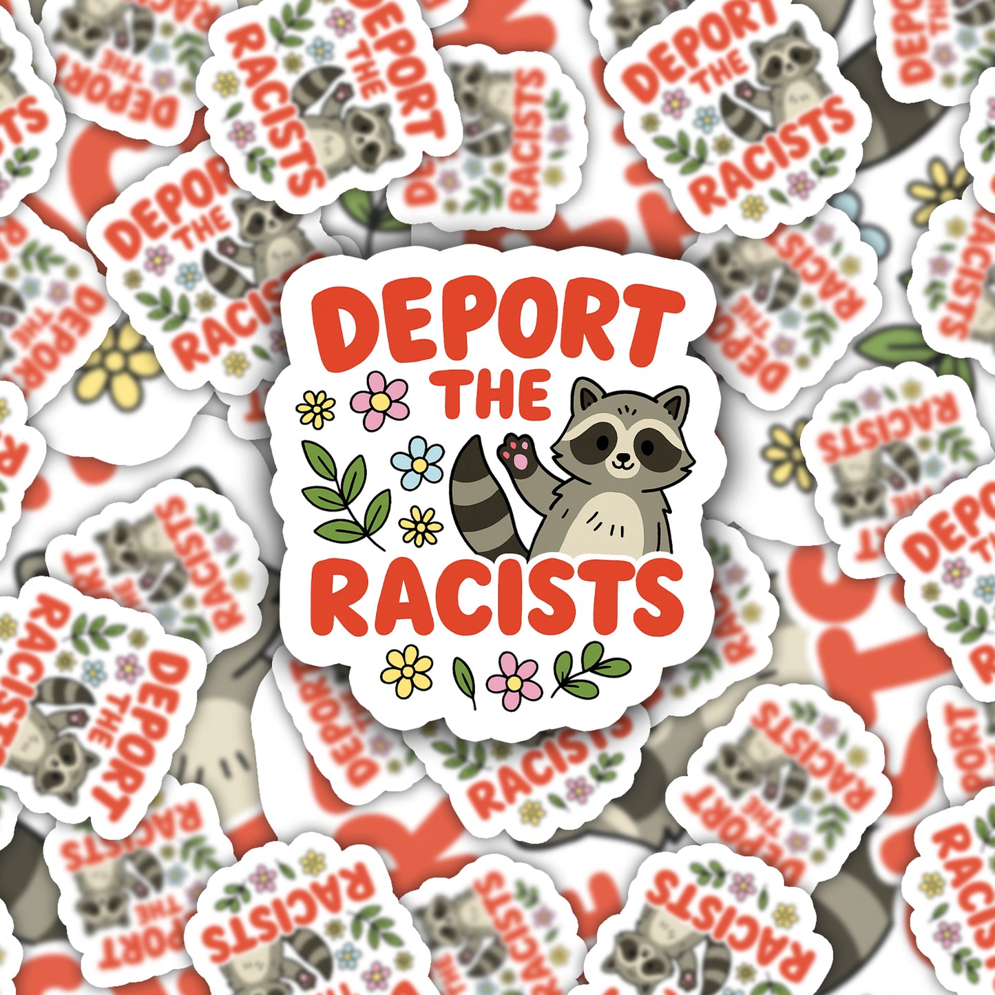 Deport the Racists Funny Sticker-sticker-Crimson and Clover Studio
