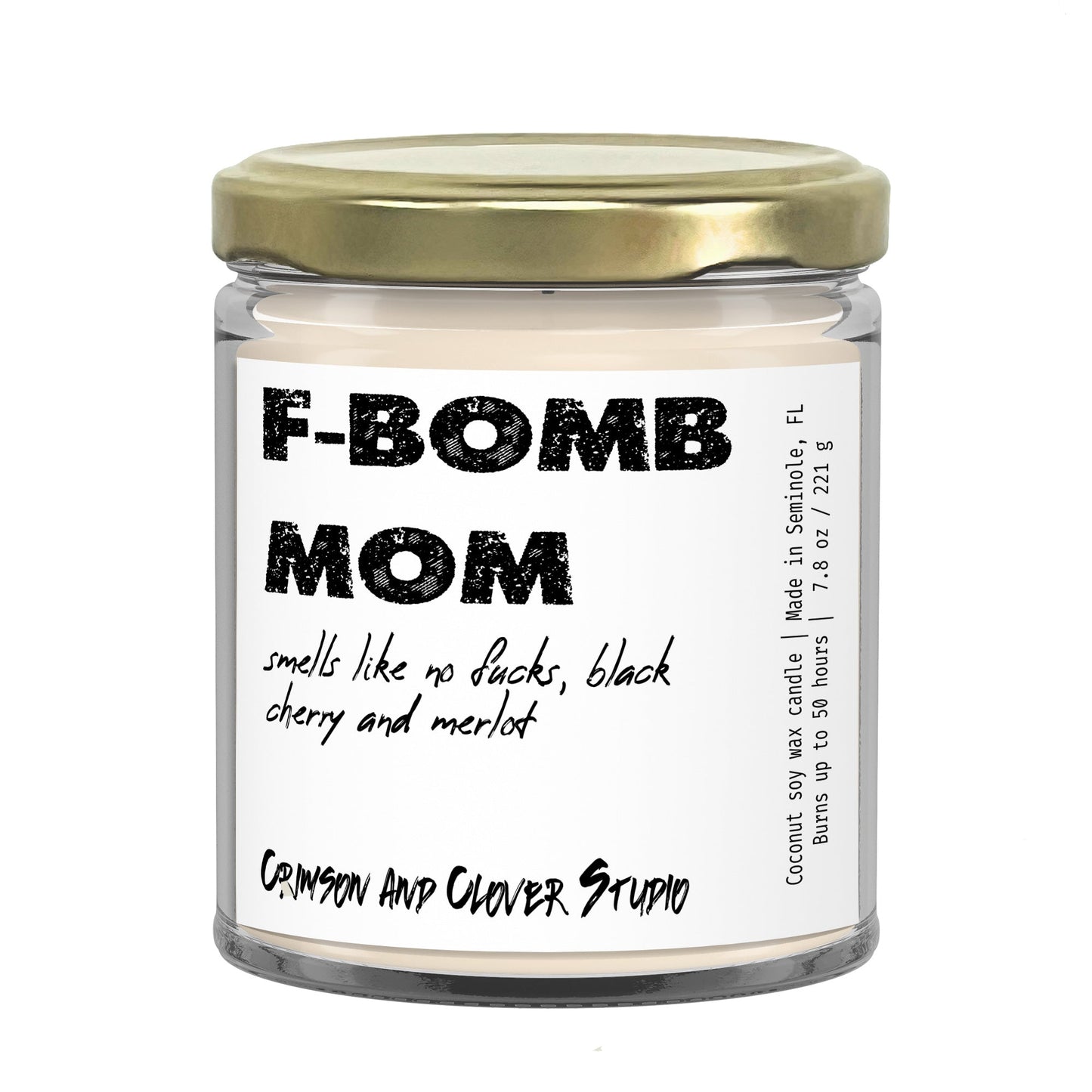 F-Bomb Mom Cherry Merlot Funny Candle-Candles-Crimson and Clover Studio