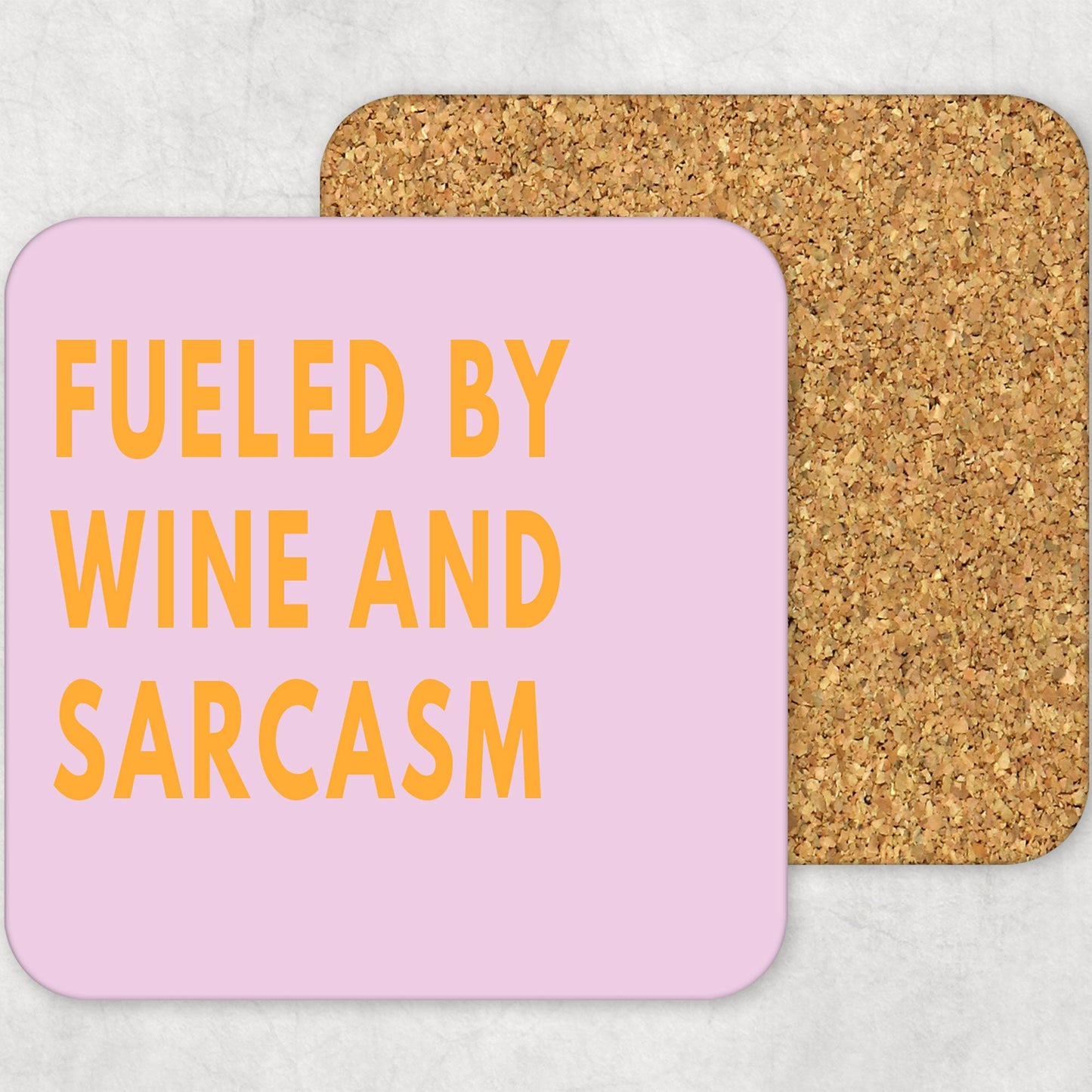 Fueled By Wine and Sarcasm Funny Coaster-Coasters-Crimson and Clover Studio