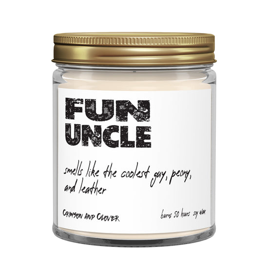 Fun Uncle Leather Candle-Candles-Crimson and Clover Studio