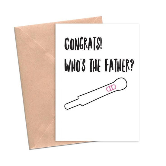 Funny Baby Shower Card Congrats Who's the Father Baby Shower Card-Baby Shower Cards-Crimson and Clover Studio