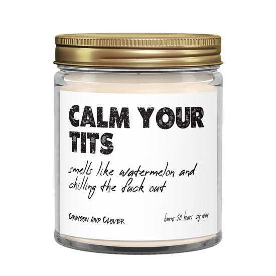 Load image into Gallery viewer, Funny Candle Calm Your T*ts Watermelon Candle-Candles-Crimson and Clover Studio
