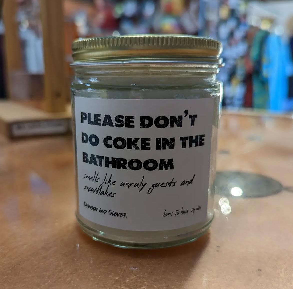 Funny Candle Please Don't Do Coke in the Bathroom Candle-Candles-Crimson and Clover Studio