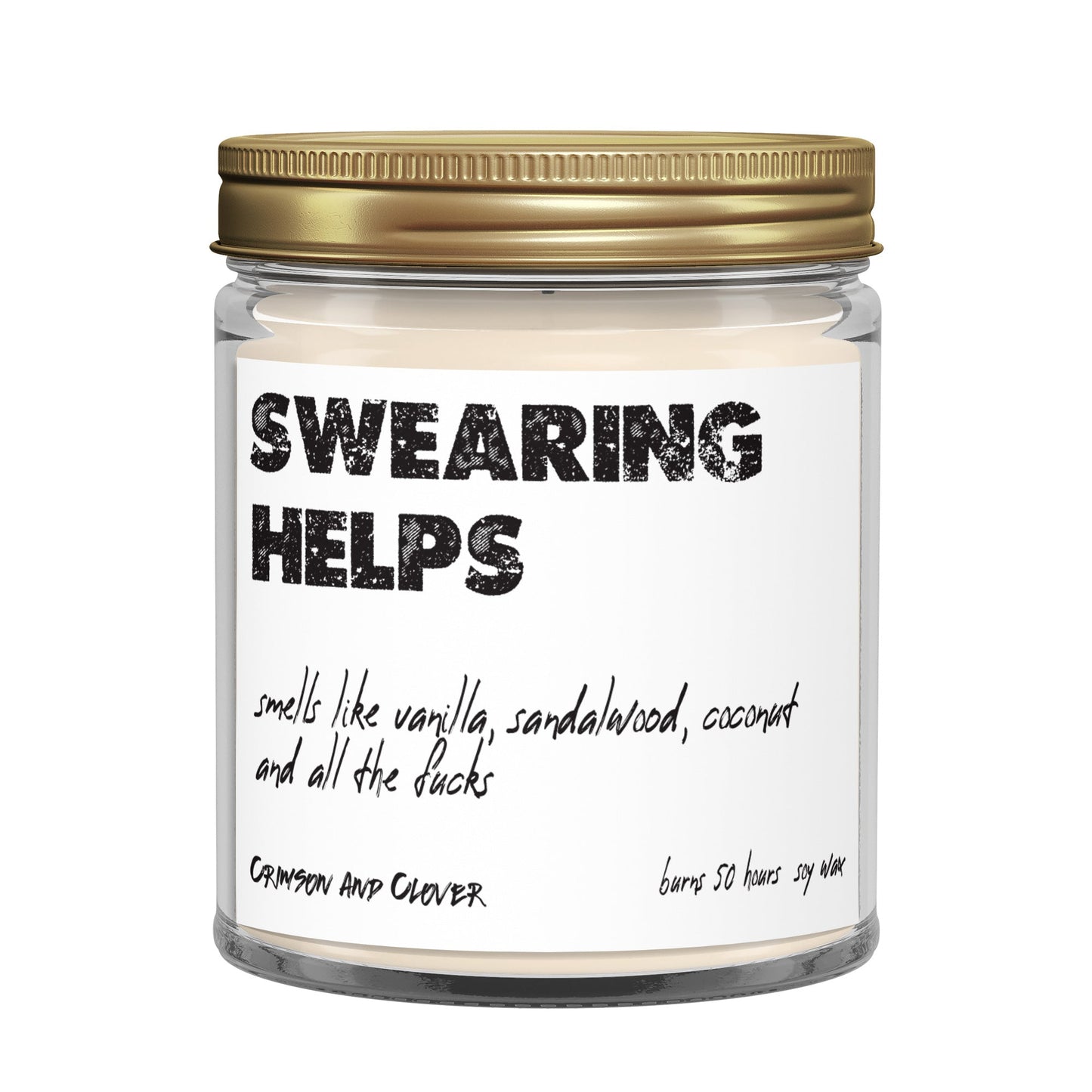 Funny Candle Swearing Helps Vanilla Coconut Sandalwood Soy Candle-Candles-Crimson and Clover Studio