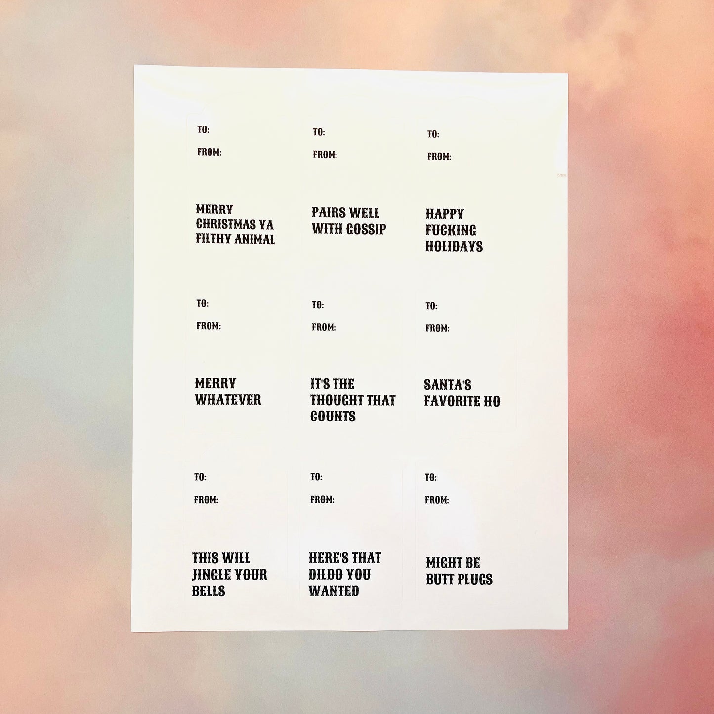 Funny Christmas Adhesive Tags-Crimson and Clover Studio