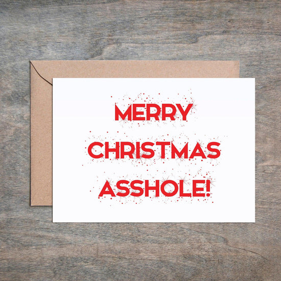 Funny Christmas Holiday Card Merry Christmas Asshole-Holiday Cards-Crimson and Clover Studio