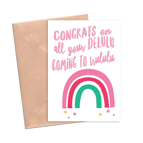 Funny Congrats on All your Delulu Coming Trululu-Friendship Cards-Crimson and Clover Studio