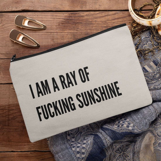 Funny Cosmetic Bag Gift Ray of Sunshine Funny Makeup Cosmetic Bag-Cosmetic Bags-Crimson and Clover Studio