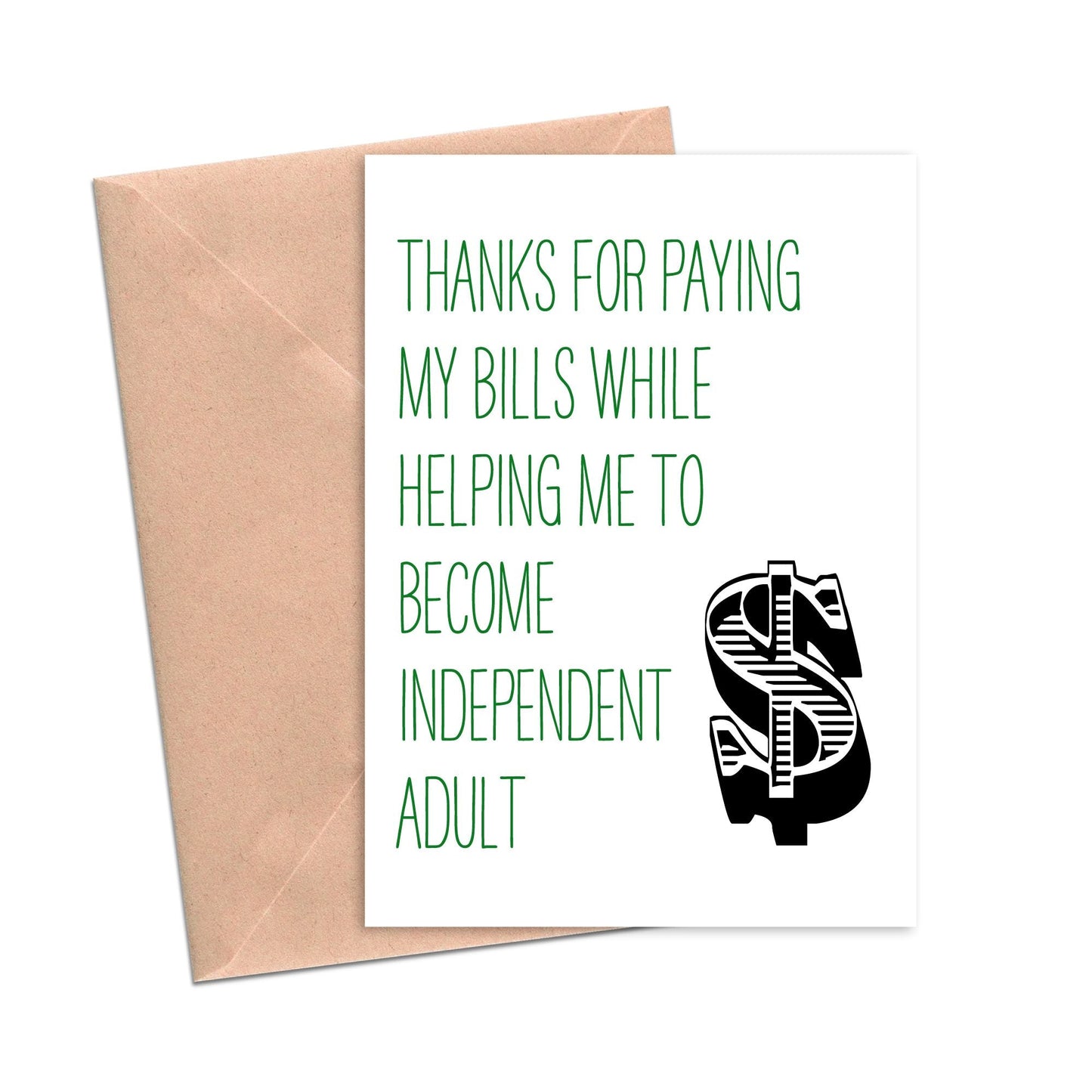 Funny Father's Day Mother's Day Card Financially Independent Card-Mom and Dad-Crimson and Clover Studio