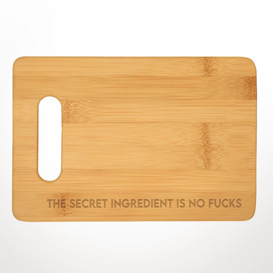 Funny Gift The Secret Ingredient is No Fucks Charcuterie Cheese Cutting Board-cheese board-Crimson and Clover Studio