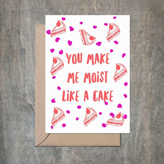 Funny Love Card Moist Cake Love Card-Love Cards-Crimson and Clover Studio