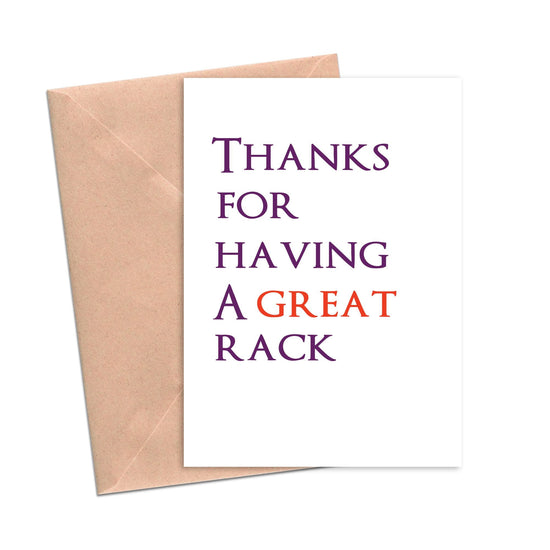 Load image into Gallery viewer, Funny Love Card Thanks for Having a Great Rack-Love Cards-Crimson and Clover Studio

