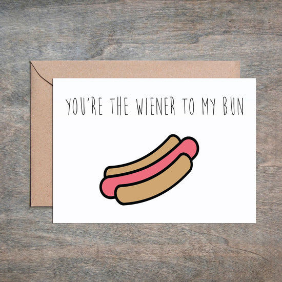 Funny Love Card Wiener to My Bun Funny Love Card-Love Cards-Crimson and Clover Studio