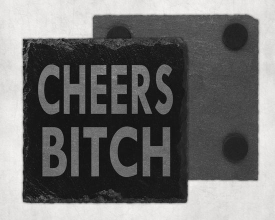 Funny Slate Coaster Cheers Bitch-Coasters-Crimson and Clover Studio