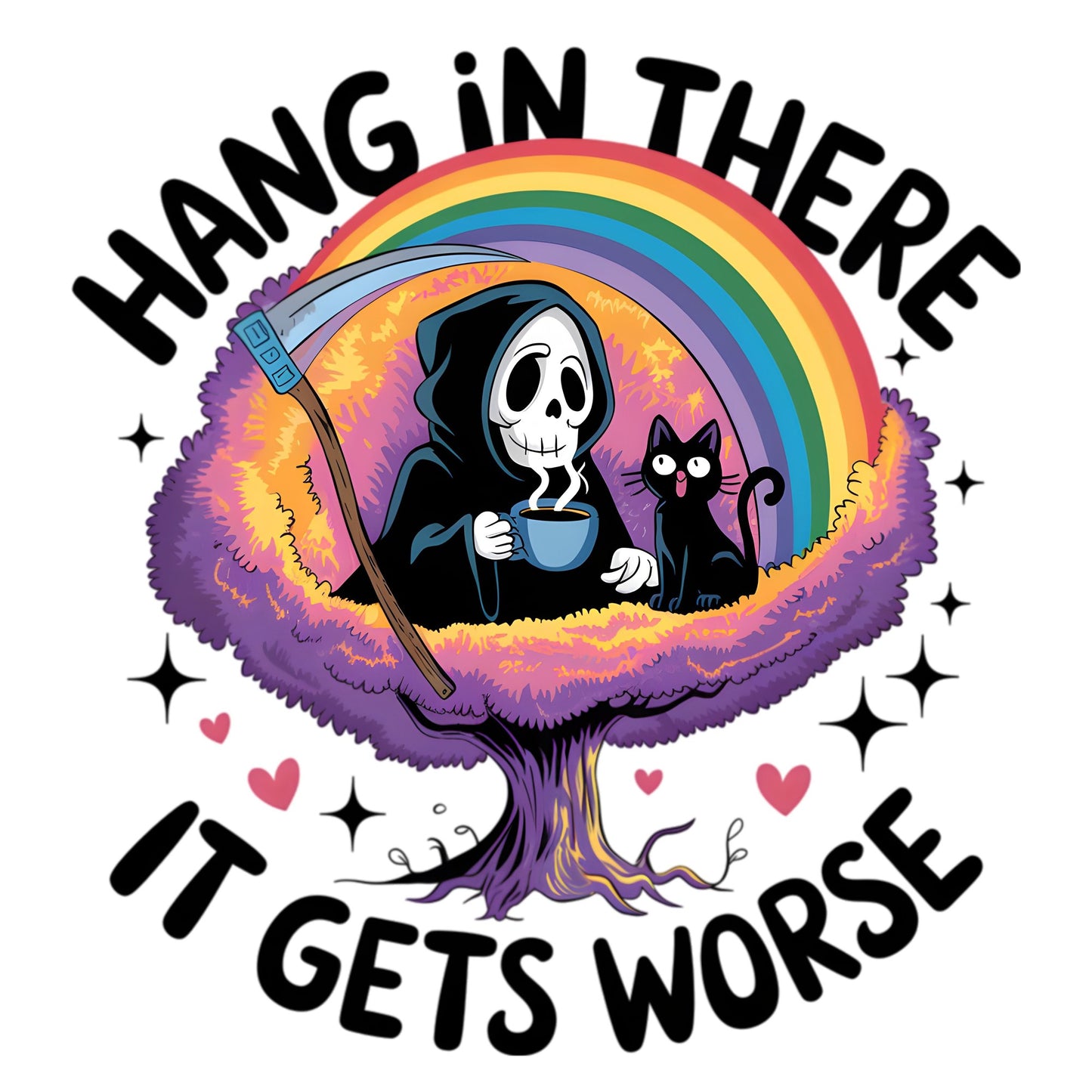 Hang in there It Gets Worse Funny Sticker-sticker-Crimson and Clover Studio