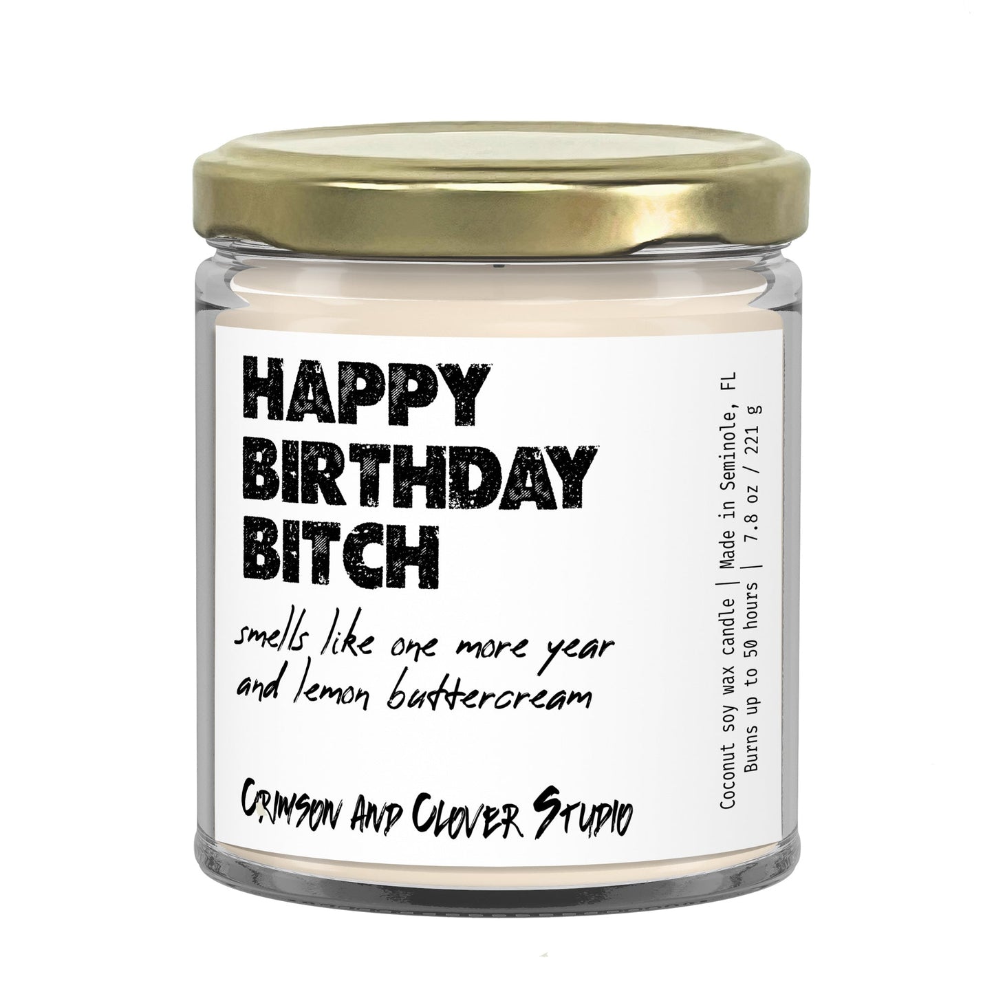 Happy Birthday Bitch Lemon Buttercream Funny Soy Candle-Candles-Crimson and Clover Studio