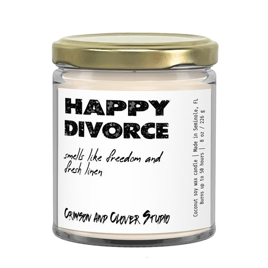 Happy Divorce Funny Linen Candle-Candles-Crimson and Clover Studio