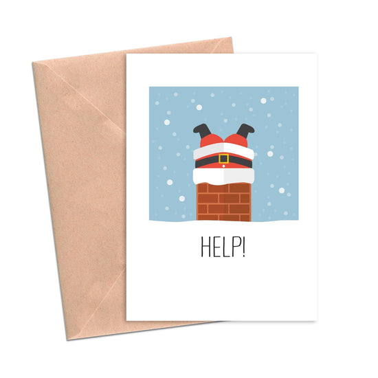 Help Santa Funny Christmas Cardi-Holiday Cards-Crimson and Clover Studio