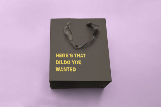 Load image into Gallery viewer, Here&amp;#39;s that Dildo You Wanted Funny Gift Bag-gift bag-Crimson and Clover Studio
