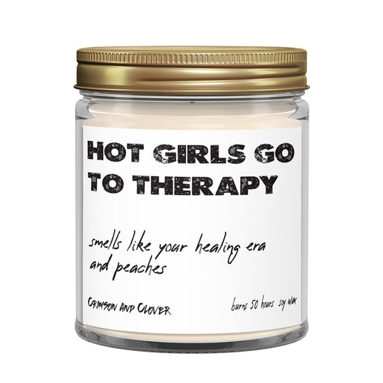 Hot Girls Go to Therapy Peach Funny Candle-Candles-Crimson and Clover Studio