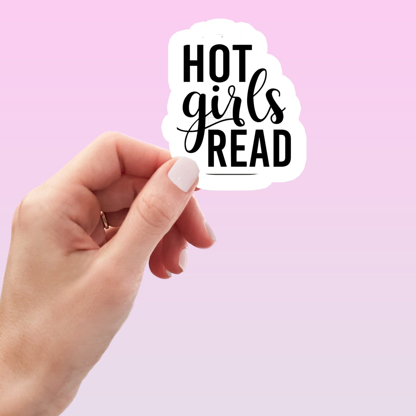 Hot Girls Read Funny Sticker-sticker-Crimson and Clover Studio