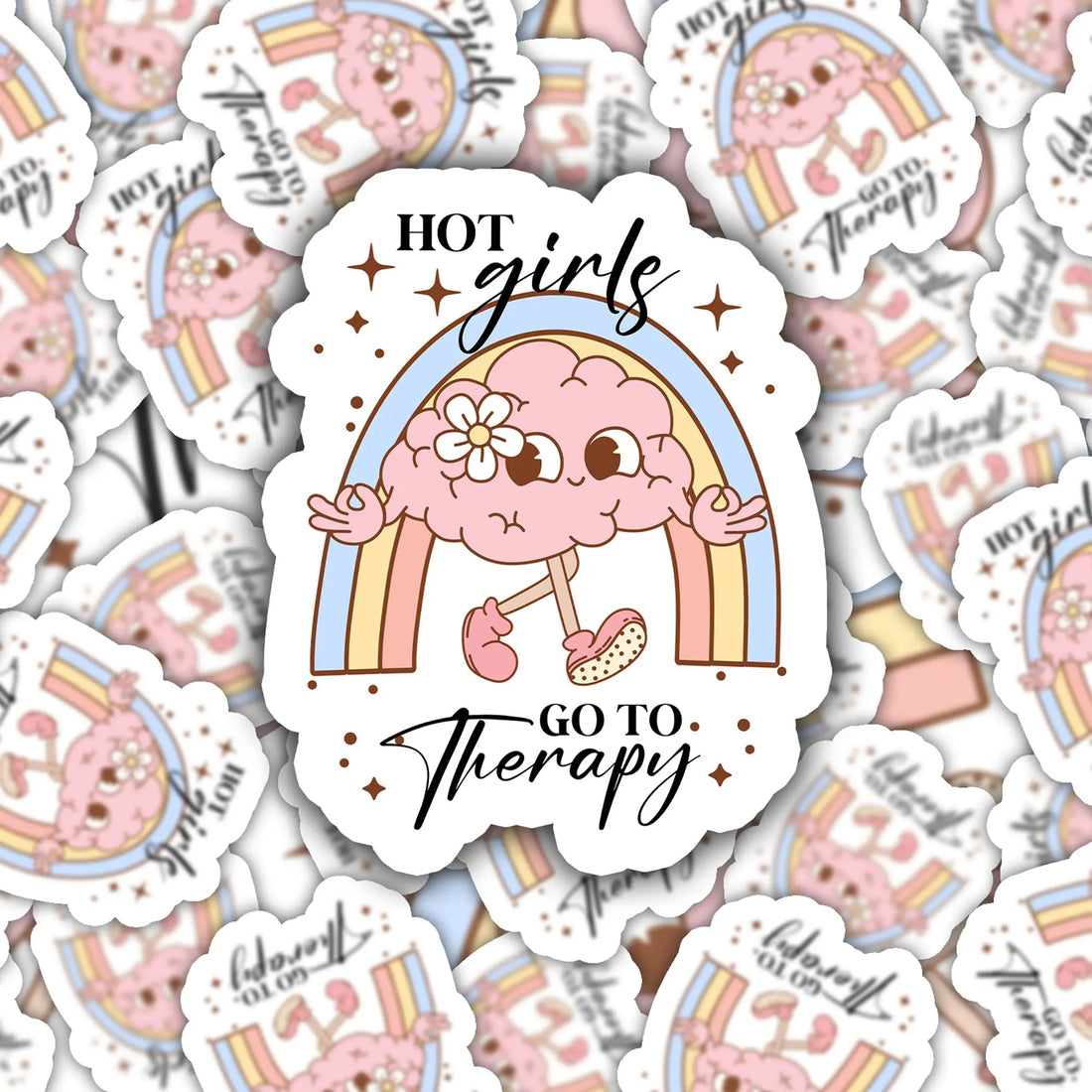 Hot Girls go to Therapy Funny Sticker | Crimson and Clover Studio