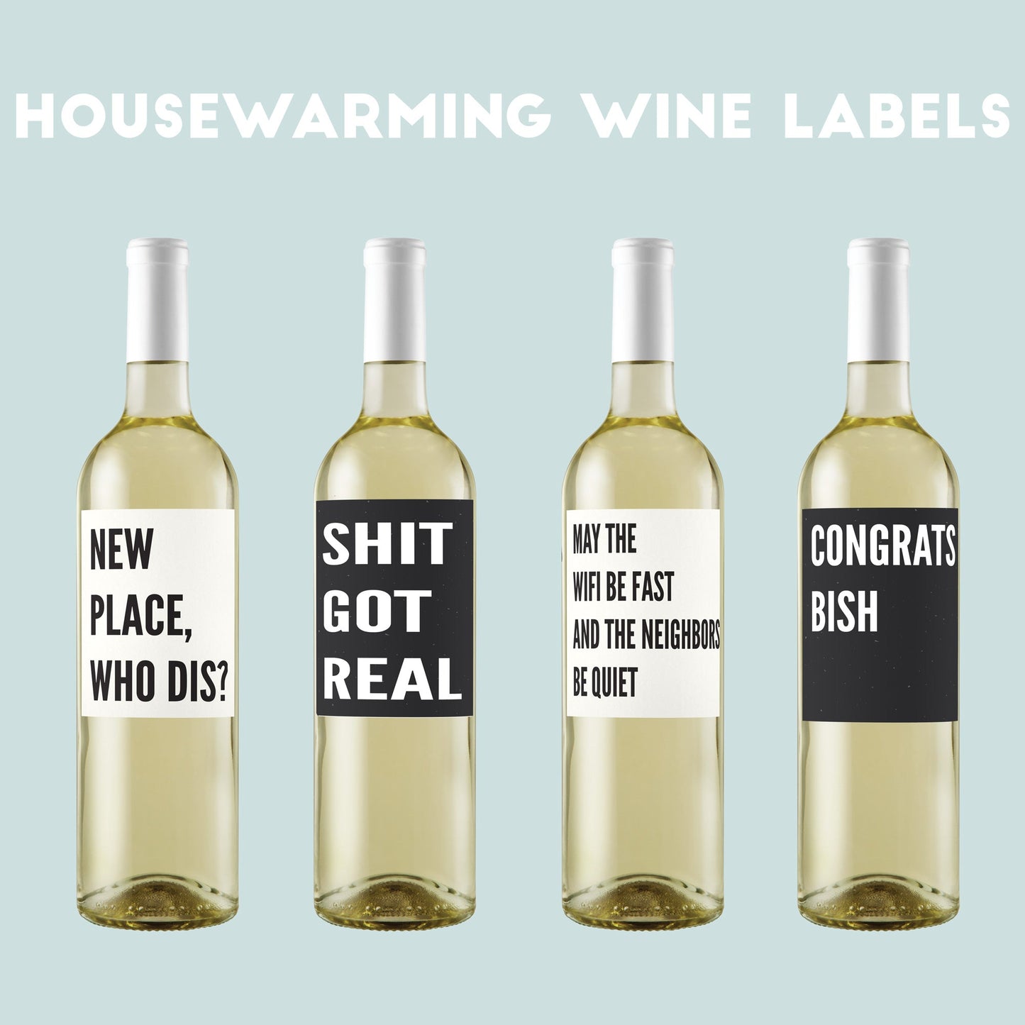 Housewarming Funny Wine Labels-Wine + Beer Labels-Crimson and Clover Studio