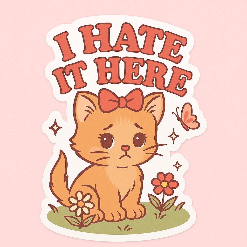 I Hate it Here Funny Sticker-sticker-Crimson and Clover Studio
