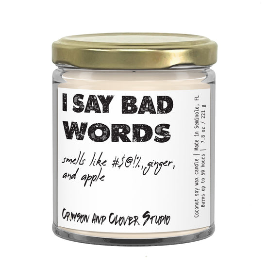 I Say Bad Words Apple Ginger Funny Candle-Candles-Crimson and Clover Studio