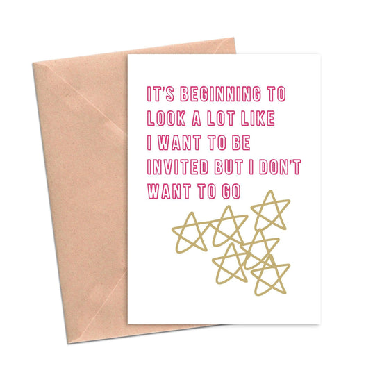 It's Beginning To Look A Lot Like I Want To Be Invited But I Also Don't Want To Go Funny Holiday Card-Holiday Cards-Crimson and Clover Studio